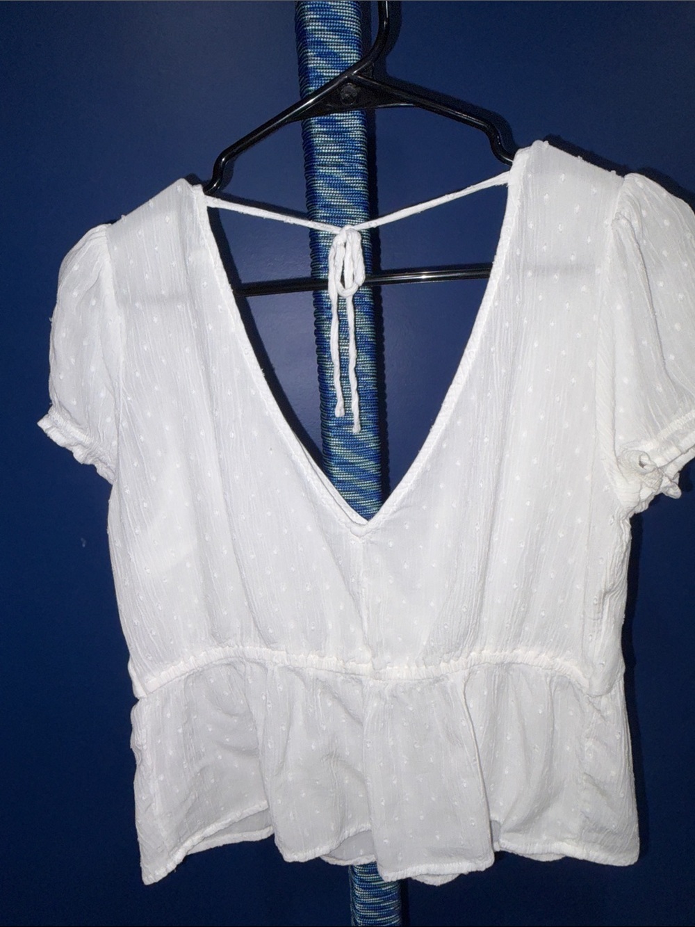 HOLLISTER -White Swiss Dot Peplum Top | Size Medium - Picture 5 of 15
